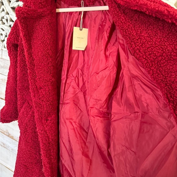 Cranberry red teddy coat - Picture 3 of 6